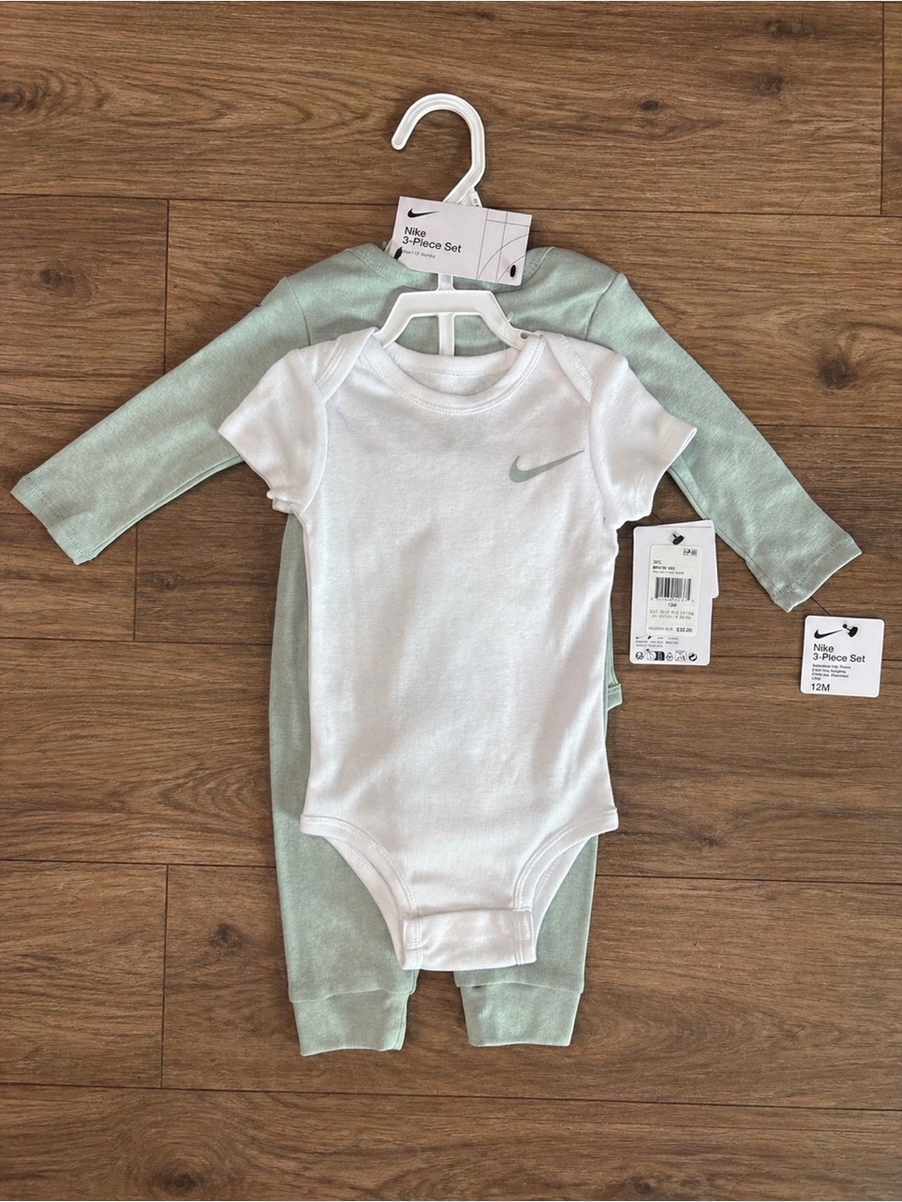 Nike 3-Piece Baby One-Piece Set - White and Light Green